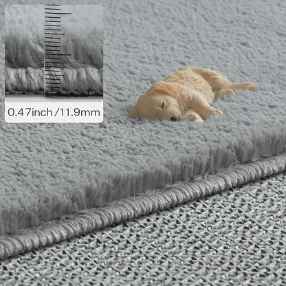 Solid Washable Area Rug - 3x5 Medium Pile Faux Cashmere Carpet for Living Room Bedroom, Grey