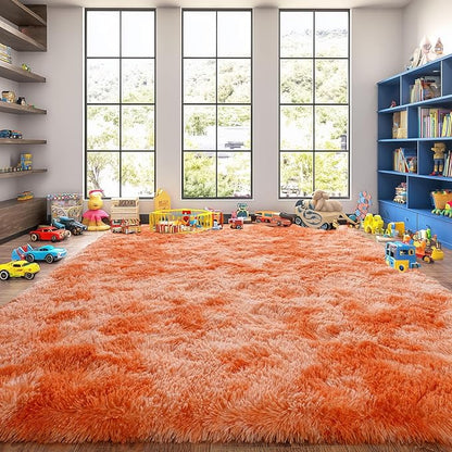 Upgrade Non-Slip Plush Rugs for Living Room, Soft Shaggy Carpets for Living Room, Fuzzy Rugs for Kids' Room, Perfect Decor for Modern Home Tie Dye Orange 6x9Feet