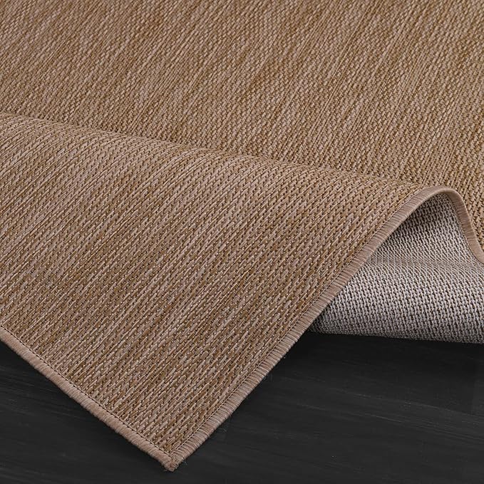 CAMILSON Outdoor Rug 5x7 Modern Area Rugs for Indoor and Outdoor Patios and Porches - Waterproof, Washable, Non-Shedding, Easy-to-Clean Outside Carpet (5 x 7, Solid - Jute)
