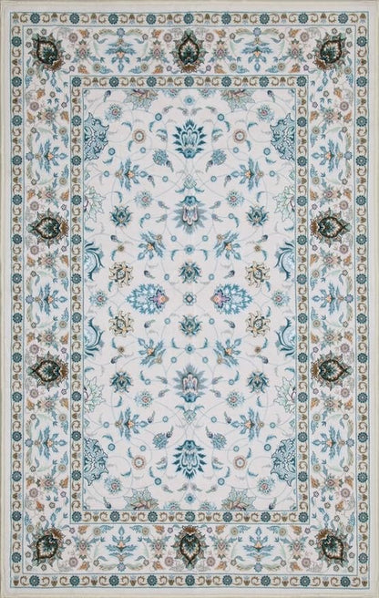 WILLSUN Washable Area Rugs, 6x9 Non-Slip Boho Large Area Rugs for Living Room, Bedroom, Machine Washable Vintage Rug, Indoor Floral Print Carpet for Home Decor, Kid & Pet Friendly Mat
