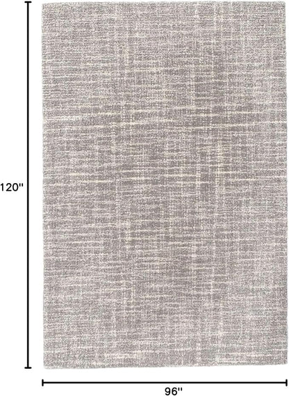 Dash & Albert Crosshatch Dove Grey Hand Micro Hooked Wool Rug, 7.5 X 9.5 Feet, Grey Solid Pattern
