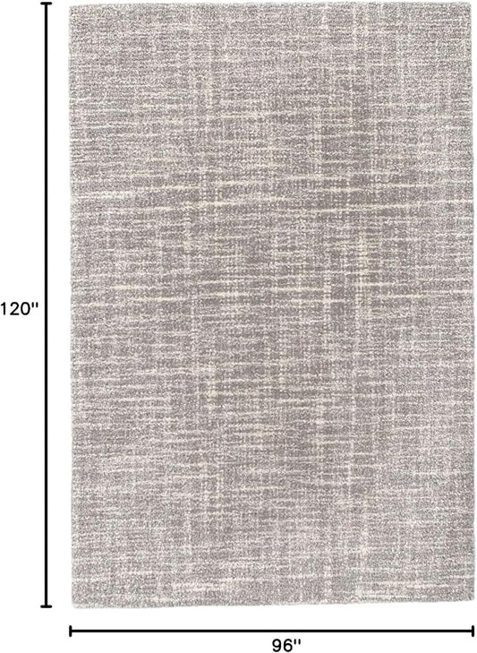 Dash & Albert Crosshatch Dove Grey Hand Micro Hooked Wool Rug, 7.5 X 9.5 Feet, Grey Solid Pattern