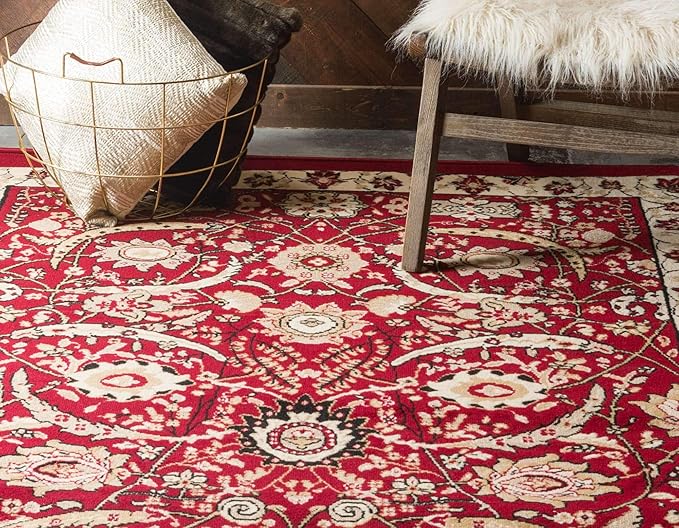 Unique Loom Espahan Collection Area Rug - Cape Cod (5' 1" x 8' Rectangle, Red/ Beige)
