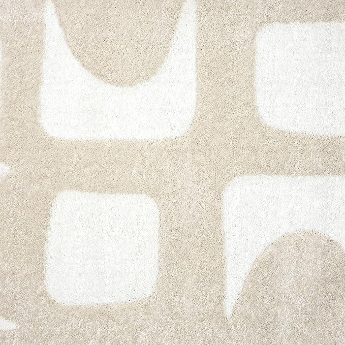 Abani Nuevo Collection Area Rug - Modern Geometric Beige/Cream Design - 6'x9' - Easy to Clean - Durable for Kids and Pets - Non-Shedding - Medium Pile - Soft Feel - for Living Room, Bedroom & Office