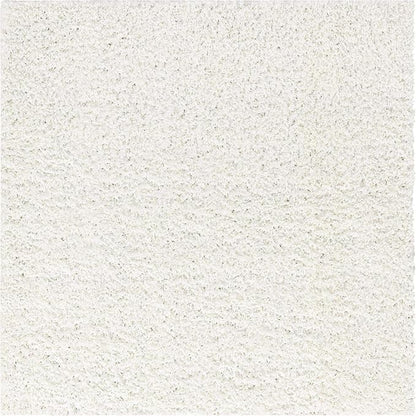 Unique Loom Davos Shag Collection Area Rug - Solid (5' 3" Square, White/ Ivory)