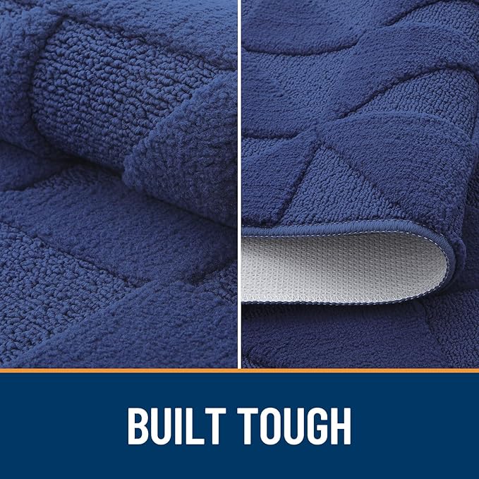 OLANLY Door Mats Indoor, Non-Slip, Absorbent, Dirt Resist, Entrance Washable Mat, Low-Profile Inside Entry Doormat for Entryway (47x20 inches, Navy)