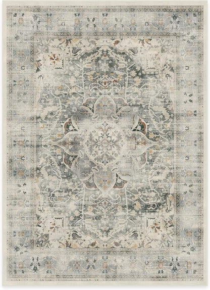 RUGGABLE Washable Vintage Area Rug – Sarrah Sage 5x7, Stain-Resistant, Non-Slip – Medium Machine Washable Rugs for Living Room, Bedroom, Hallway, Entryway & Office–with Standard Pad