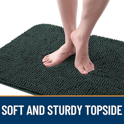 OLANLY Dog Door Mat for Muddy Paws 47x24, Absorbs Moisture and Dirt, Absorbent Non-Slip Washable Doormat, Quick Dry Chenille Mud Mat, Entry Indoor Entryway Carpet for Inside Floor, Blackish Green