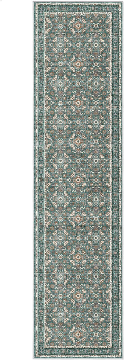 WITSHOCK Washable 3x12 Long Runners Rugs for Hallways,Vintage Neutral Hallway Rugs for Entryway Kitchen Bedroom,Vintage Farmhouse Home Decor(Teal Blue,3x12)