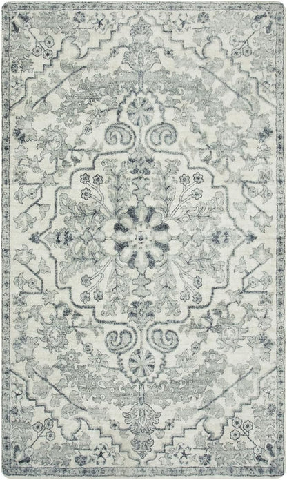 Lahome Bohemian Floral Medallion Area Rug - 3x5 Beige Washable Entryway Rug Office Mat, Transitional Non Slip Indoor Throw Bedroom Carpet for Kitchen Coffee Table Mudroom Dressing Room RV