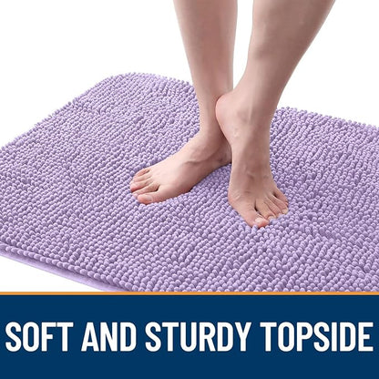 OLANLY Dog Door Mat for Muddy Paws 47x17, Absorbs Moisture and Dirt, Absorbent Non-Slip Washable Doormat, Quick Dry Chenille Mud Mat for Dogs, Entry Indoor Entryway Carpet for Inside Floor, Lavender