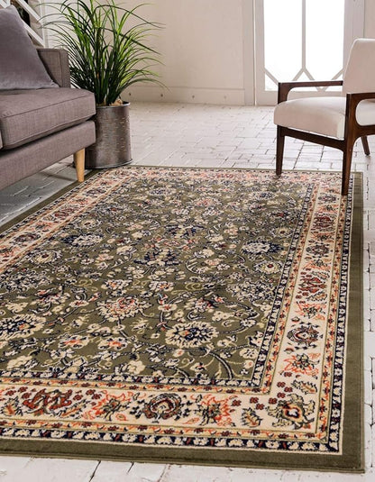 Unique Loom Sialk Hill Collection Area Rug - Washington (4' 1" x 6' 1" Rectangle Green/Hunter Green)
