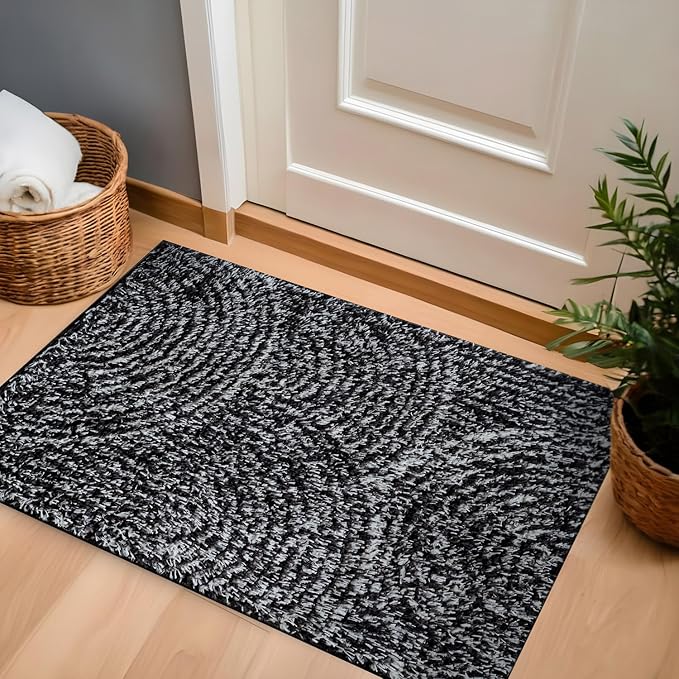 Rugshop Circles Arch Shag Area Rug Anthracite Dark Gray 2' x 3' Ideal for Entryways, Kitchens, or Small Spaces