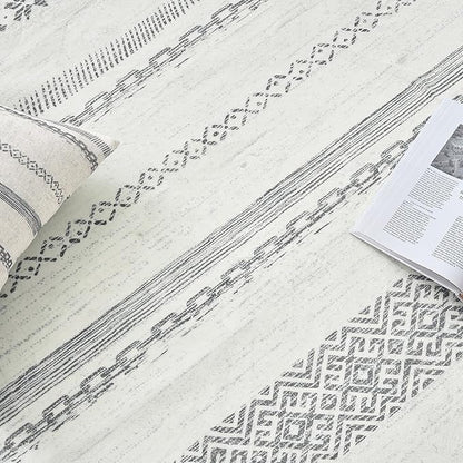 jinchan Moroccan Boho Runner Rug 2x5 - Machine Washable Non-Slip Low-Pile Soft Bohemian Runner Rug for Entryway Hallway Kitchen Bedroom Laundry Room (2‘x5', Grey)