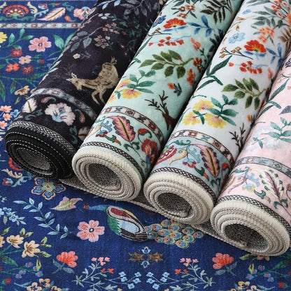 Rugcomf Runner Rug Washable Kitchen Runner 2'x 6'Runner Rug Floral Non-Slip for Entryway Indoor Soft Carpet Runner for Hallways, Kitchen, Laundry, Bedroom, Bathroom(Blue)