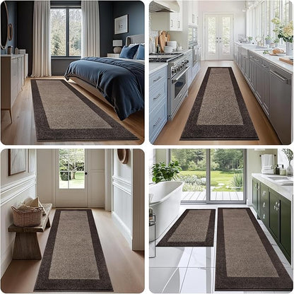 Machine Washable Runner Rug 32" x 120", Non Slip Kitchen Mat for Floor, Absorbent Entryway Rug for Kitchen, Bedroom, Living Room, Hallway, Door (Roll Packing)