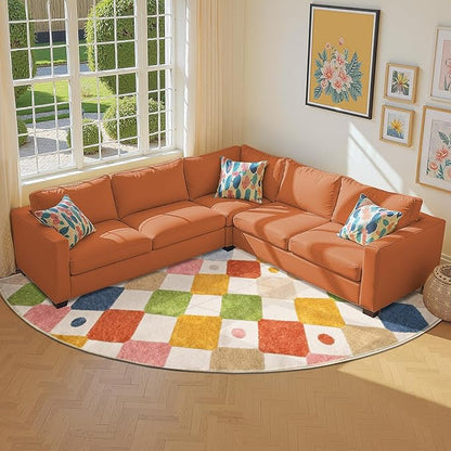 jinchan Macy Kids Rug for Classroom 7ft Radius Corner Washable Area Rug Modern Colorful Quarter Circle Rug Soft Non-Slip Carpet for Nursery Playroom Daycare Reading Nook Living Room Circus on Cream