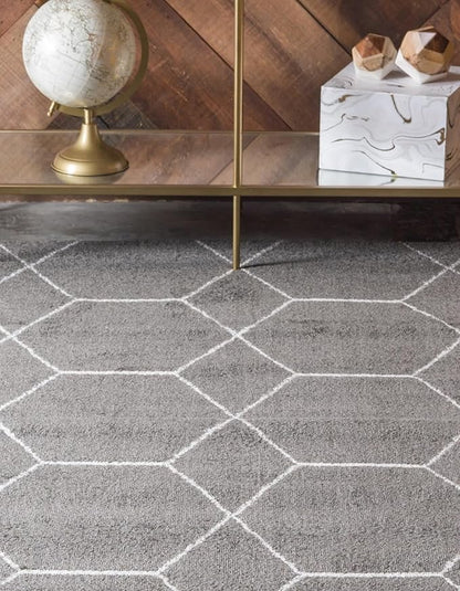 Unique Loom Trellis Frieze Collection Area Rug - Geometric (10' x 13', Dark Gray/ Ivory)