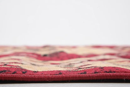 Unique Loom Taftan Collection Border Geometric Tribal Inspired Design Area Rug (8' 0 x 8' 0 Square, Red/ Gold)