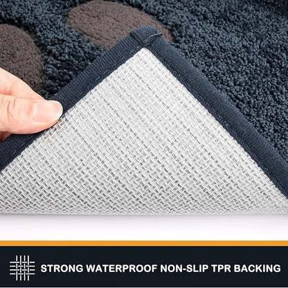 PURRUGS Dirt Trapping Door Mat 24" x 35.5", Non-Skid/Slip Machine Washable Microfiber Entryway Rug, Dog Doormat, Super Absorbent Welcome Mat for Muddy Wet Shoes and Paws, Navy Blue