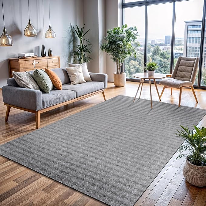 CAMILSON Modern Gray Non Slip Rug 8x10 Ultra Soft High Pile Area Rugs Non Skid Rubber Backing Durable & Easy to Clean Carpet for Living Room Bedroom Kids Room Indoor Use (8 x 10 Gray)