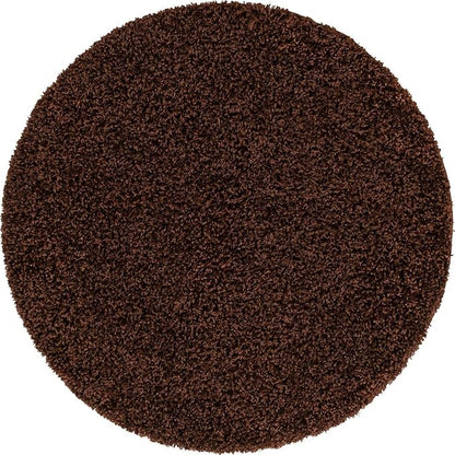 Unique Loom Solid Shag Collection Area Rug (4' 1" Round, Chocolate Brown)