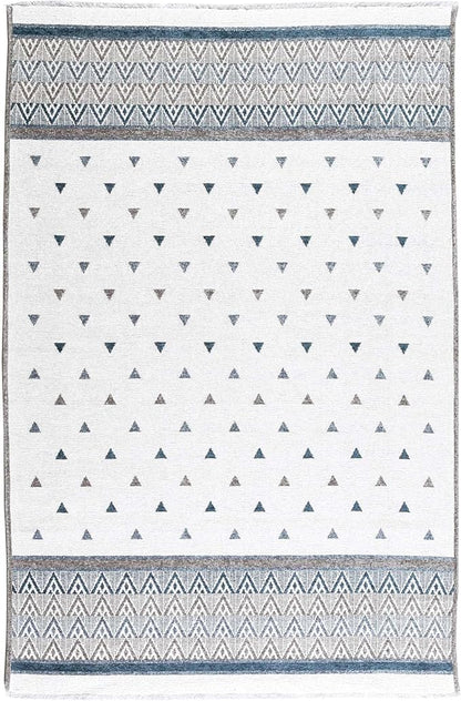 Alfa Rich 7x10 Blue Cream Off White Washable Area Rugs for Living Room Bedroom Kitchen Decor Cotton