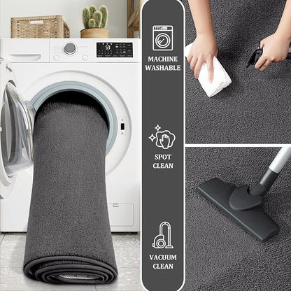 Large Modern Area Rugs for Living Room Bedroom, 6x9 Feet Dark Grey Ultra Soft Solid Thickened Memory Foam Indoor Minimalist Carpets, Non-Slip Comfy Rugs for Boys Girls Nursery Kids Room Home Décor