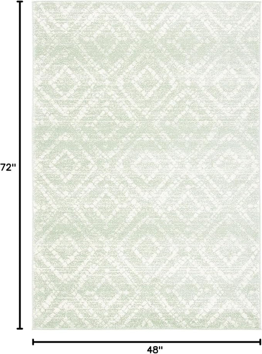 SAFAVIEH Adirondack Collection Accent Rug - 4' x 6', Green & Ivory, Modern Distressed Design, Non-Shedding & Easy Care, Ideal for High Traffic Areas in Entryway, Living Room, Bedroom (ADR131Y)