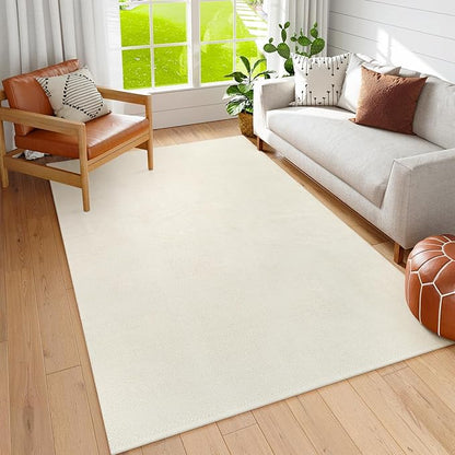 Collive Boho Rugs for Living Room 5X8ft, Washable Area Rug Woven Cotton Rugs for Bedroom, White Braided Rug Farmhouse Carpet for Dining Room Nursery Room, Outdoor Rug for Patio Balcony Courtyard Decor