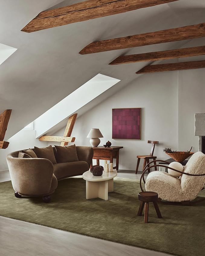 Hand-Tufted Wool Square Area Rug – Soft Premium Wool Carpet for Living Room, Bedroom & Home Décor – 10X10 ft| Moss – Durable, Non-Slip Backing, Handcrafted Rug