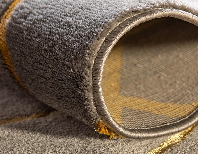 Unique Loom Glam Collection Area Rug - Trellis (10'x 13' Rectangle, Gray Gold/ Gold)