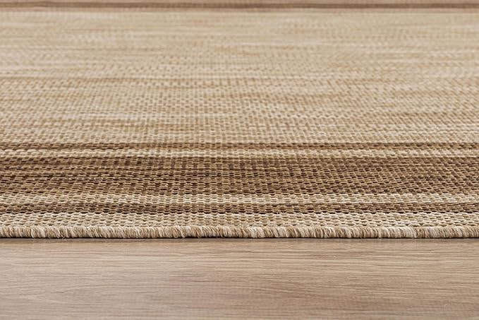 Beverly Rug Large Outdoor Rug 10x14 Modern Bordered Area Rugs for Indoor and Outdoor Patio Deck Porch Garden Waterproof Weather Sun Resistant Washable Outside Carpet (10 x 14 Jute)
