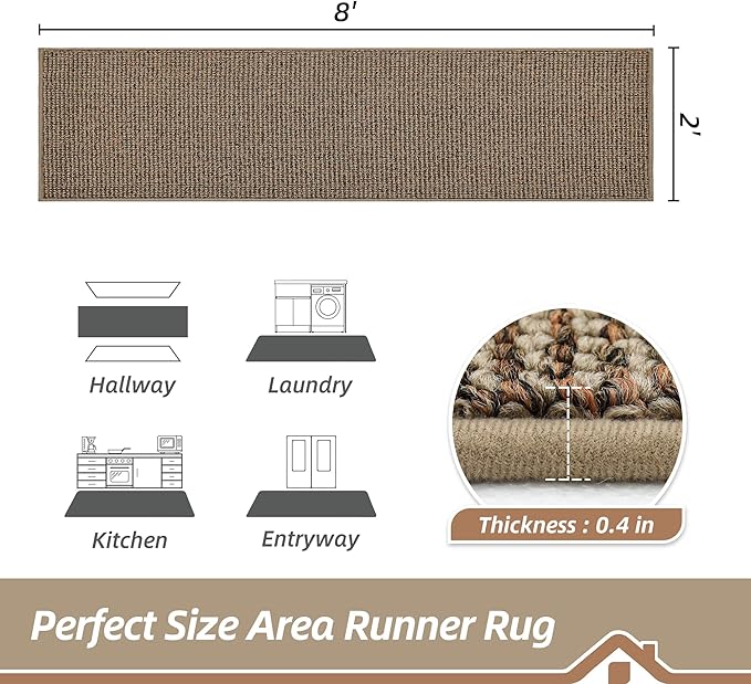 BEQHAUSE Hallway Runner Rugs 2x8, Hallway Rug Non-Slip Washable(Rolled-Up NO Creases), Runner Rug Absorbent Stain Resistant Hall Rug Carpet Runner, Entryway Rugs Floor Mat Laundry Room Rugs, Taupe