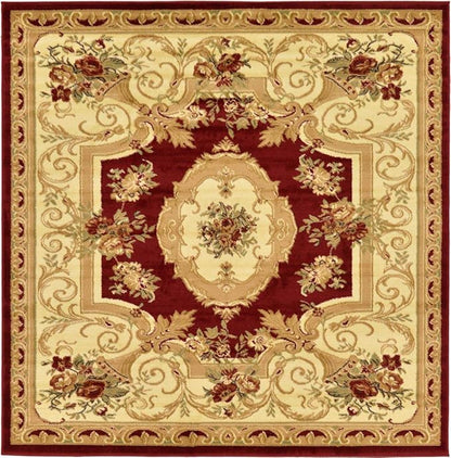 Unique Loom Versailles Collection Area Rug - Henry (6' 1" Square Red/Brown)