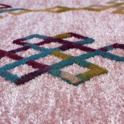 Alfa Rich 4x6 Light Pink Washable Area Rugs for Living Room Bedroom Kitchen Girls Decor Cotton Rug