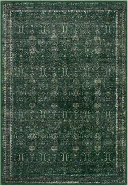 Moynesa Vintage Washable Green Rugs for Living Room 5x7, Retro Area Rug for Bedroom Dining Room Kitchen, Low Pile Soft Non-Slip Accent Carpets for Office Indoor Nursery