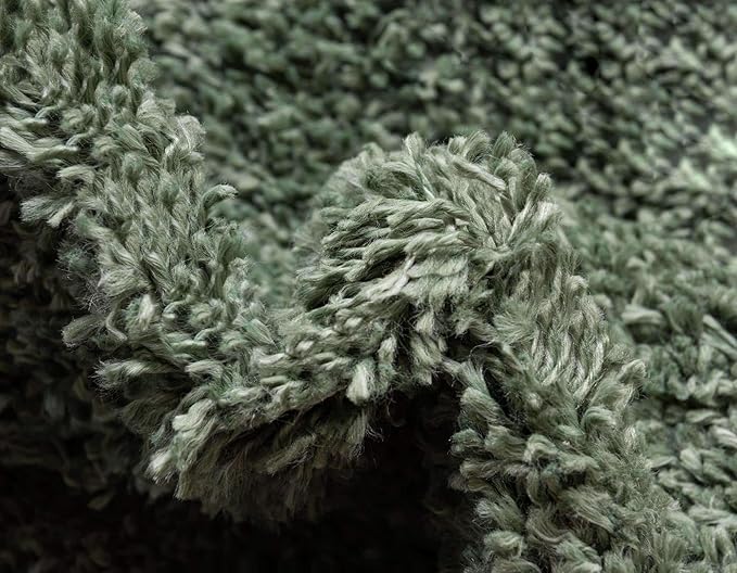 Unique Loom Davos Shag Collection Area Rug - Solid (5' 3" x 8' Oval, Sage)