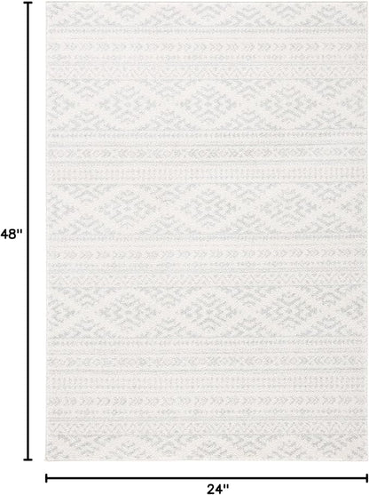 SAFAVIEH Tulum Collection Accent Rug - 2' x 4', Ivory & Light Grey, Moroccan Boho Tribal Design, Non-Shedding & Easy to Clean, Ideal for Front Door, Kitchen, Entryway, Foyer (TUL272G)
