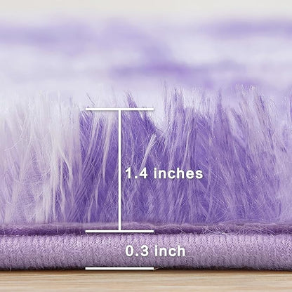 Andency Soft Area Rugs for Living Room Bedroom, 3x5 Non-Slip Fluffy Shag Carpet, Indoor Floor Fuzzy Shaggy Living Room Plush Rug for Kids Dorm Nursery Home Decor Aesthetic, Tie-Dyed Purple