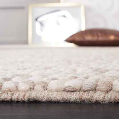 Safavieh Natura Collection Area Rug - 11' Square, Beige, Handmade Wool Blend, Textured Design, Ideal for Living Room, Bedroom, Dining Space (NAT620B)