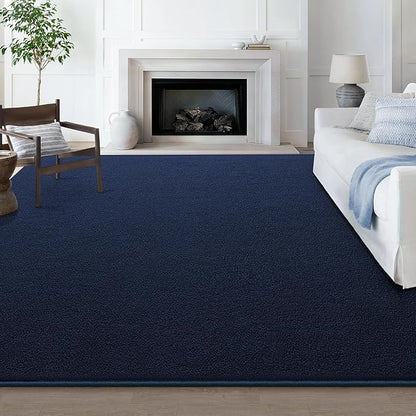 Large Modern Area Rugs for Living Room Bedroom, 7x10 Feet Navy Blue Ultra Soft Solid Thickened Memory Foam Indoor Minimalist Carpets, Non-Slip Comfy Rugs for Boys Girls Nursery Kids Room Home Décor