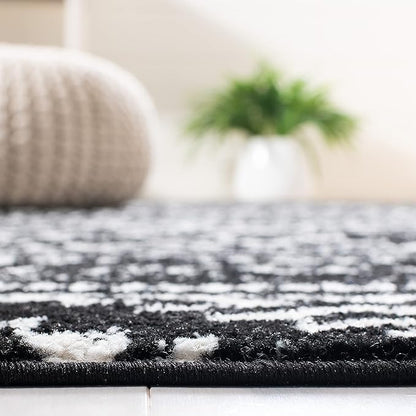 SAFAVIEH Tulum Collection Runner Rug - 2' x 9', Black & Ivory, Moroccan Boho Tribal Design, Non-Shedding & Easy to Clean, Ideal for Living Room, Hallway, Foyer, Entryway, Bedroom (TUL272Z)