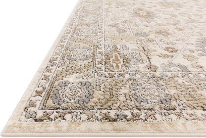 Loloi Teagan Collection TEA-03 Ivory/Sand 7'-11" x 10'-6" Area Rug, Large, Soft Neutral Rug, High-Traffic for Living Room, Bedroom, Home Office, Dining Area