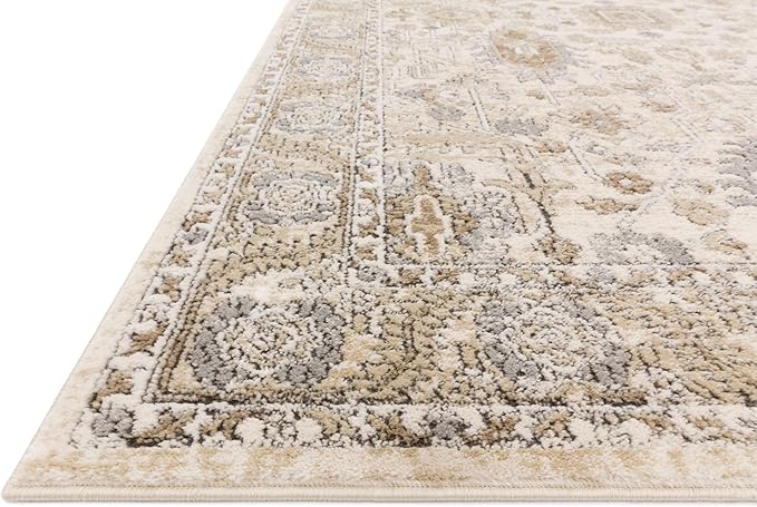 Loloi Teagan Collection TEA-03 Ivory/Sand 6'-7" x 9'-2" Area Rug, Large, Soft Neutral Rug, High-Traffic for Living Room, Bedroom, Home Office, Dining Area