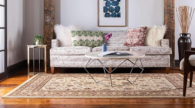 Unique Loom Voyage Collection Traditional Oriental Classic Area Rug (10' 0 x 14' 0 Rectangular, Ivory/Gold)