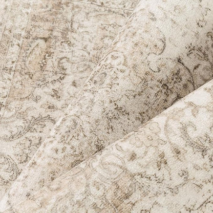 12x15 Beige Area Rug Vintage Living Room Bedroom Washable Carpet Non-Slip Soft Low Pile Distressed Indoor Large Throw Rug for Dining Room Office