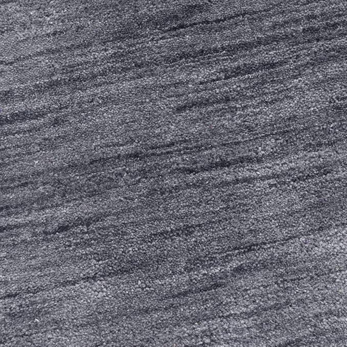 Hand Knotted Loom Wool ECO-Friendly Area Rugs - 8'x8', Round, Charcoal Color, Solid Plain Design, High Pile Thick Handmade Anti Skid Area Rugs for Living Room, Bed Room (L00111)