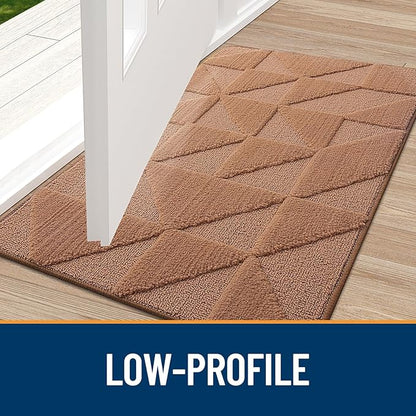 OLANLY Door Mats Indoor, Non-Slip, Absorbent, Dirt Resist, Entrance Washable Mat, Low-Profile Inside Entry Doormat for Entryway (30x17 inches, Brown)