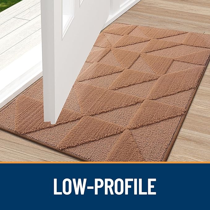 OLANLY Door Mats Indoor, Non-Slip, Absorbent, Dirt Resist, Entrance Washable Mat, Low-Profile Inside Entry Doormat for Entryway (71x47 inches, Brown)